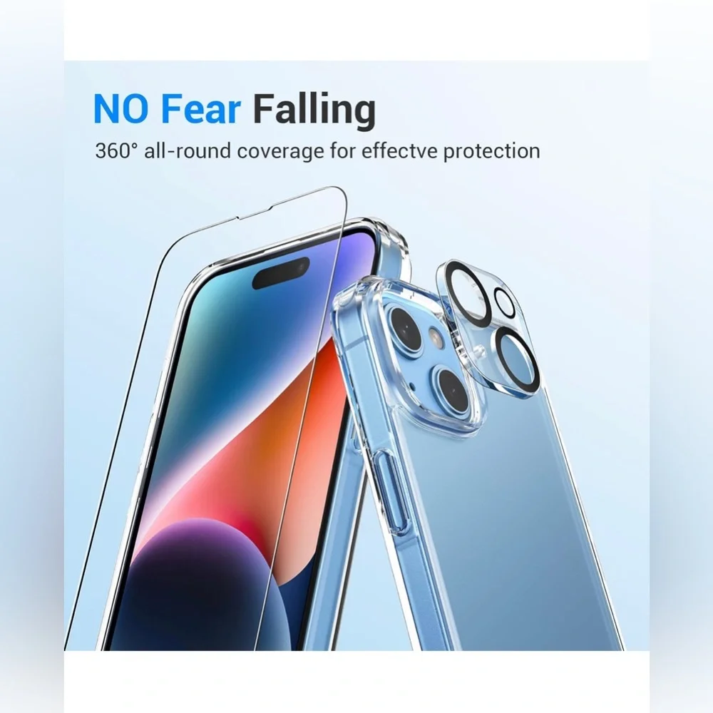 New! Unopened! 5 in 1 for iPhone 15 Case, with 2 Tempered Glass Screen Protector